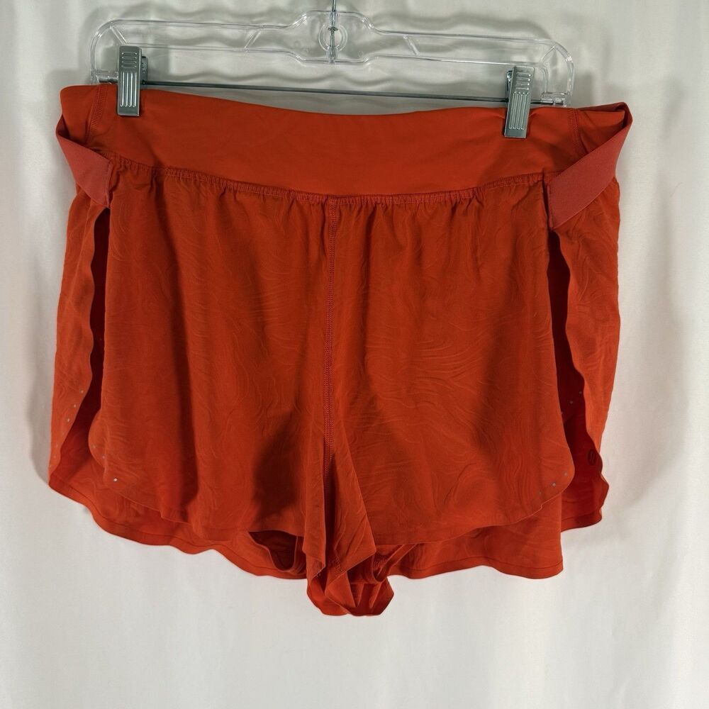 Lululemon Fast and Free High-Rise Short 2" Airflow Women's 10 Orange Textured